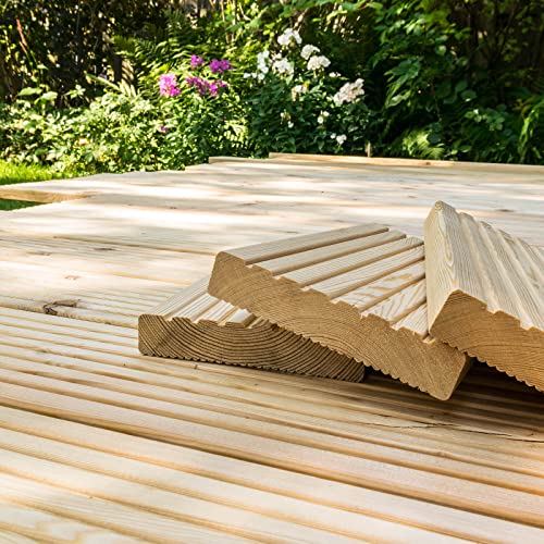 HOME DELUXE - Holz Terrassendiele Lärche ARIS - 8m², Inkl. Unterkonstruktion und Montagematerial I Terrassenboden Poolumrandung Balkonbelag
