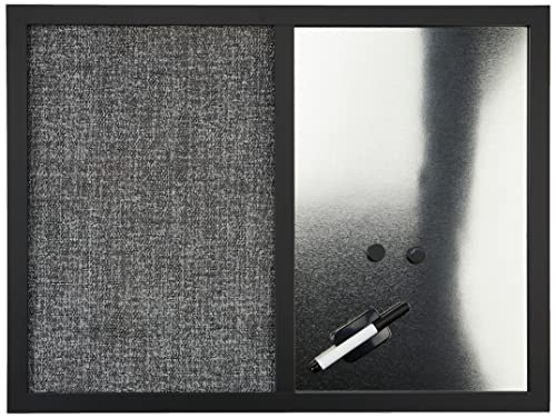 Bi-Office Kombitafel Black Shadow, Pinnwand und Whiteboard, Hellgrau Textiloberfläche und Silber Magnetisch, MDF Rahmen 22 mm dicker, 60 x 45 cm