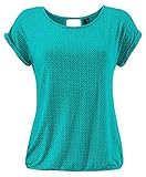 TrendiMax Damen T-Shirt Kurzarm Sommer Shirt mit Allover-Minimal Print Causal Oberteil Bluse Tops, Grün, M