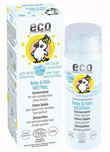 eco cosmetics Baby Sonnencreme LSF50+ neutral, wasserfest, vegan, ohne Mikroplastik, Naturkosmetik für Gesicht und Körper, 1 x 50ml