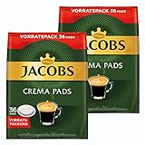 Jacobs Crema Kaffeepads, Vorratspackung, für alle Pad Maschinen, 72 Kaffee Pads, á 6.6 g