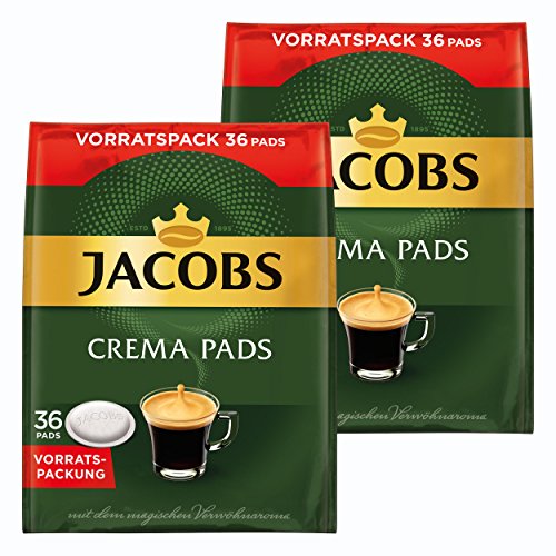 Jacobs Crema Kaffeepads, Vorratspackung, für alle Pad Maschinen, 72 Kaffee Pads, á 6.6 g