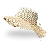 GIKPAL Sonnenhut Damen, UV Schutz Strandmütze Strohhut Damen mit Breiter Krempe Sommerhut Damen Faltbarer für Urlaub und Strand