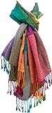 Damen Schal 'Marokko' Regenbogen-Farben Pashmina - Viskose/Polyester - xxl 180 x 60 cm bunt/mehrfärbig