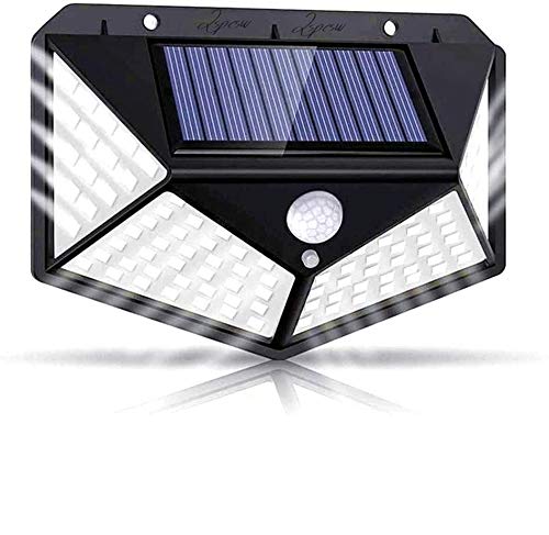 Solarlampen für Außen,【Super Helligkeit】Lspcsw 100 LED Solarleuchte mit Bewegungsmelder Solar Wasserdichte Wandleuchte Solar Aussenleuchte Solarlicht für Garten 【270° Vierseitige Beleuchtung-1200mAh】