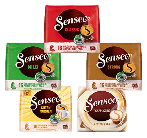 Senseo Pads Probierbox mit 5 Sorten mit Cappuccino - insgesamt 66 Kaffeepads im Vielfaltspaket