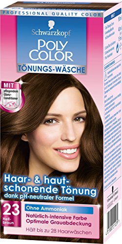 SCHWARZKOPF POLY COLOR Toenungs-Waesche, Haarfarbe 23 Hellbraun Stufe 2, 3er Pack (3 x 105 ml)