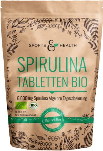 BIO Spirulina Tabletten - 650 Tabletten Bio Spirulina - 500mg Spirulina Pro Tablette - Spirulina Bio Presslinge - Bio Spirulina Algen - Spirulina BIO - Tabletten aus der Spirulina Alge - DE-Öko-005