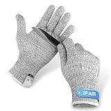 Scalnuvyyh 2 Paar Premium Schnittschutz Handschuhe, Schnittfeste Handschuhe für Erwachsene, Leistungsfähiger Level 5 Schutz, Lebensmittelecht, Geeignet zum Kochen, Schnitzen und Gärtnern, XL