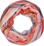 styleBREAKER Damen Loop Schal mit buntem Streifen Muster, leichter sommerlicher Schlauchschal mehrfarbig 01016218, Farbe:Rot-Orange
