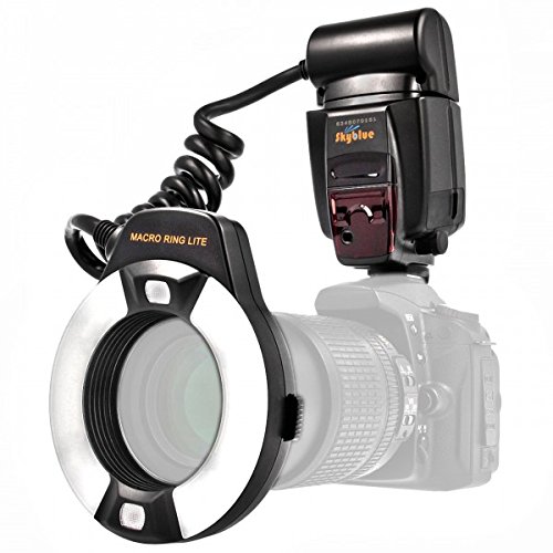 Impulsfoto Meike I-TTL Makro Ringblitz (Leitzahl 14-46) kompatibel mit Allen Nikon DSLR Kameras mit Blitzschuh (für Objektive von 52mm – 77mm) - MK-14EXT
