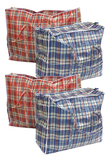 4 Stück Aufbewahrungstasche Einkauftasche Jumbo Tasche farblich Sortiert Gross