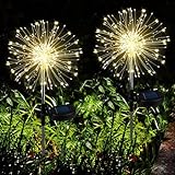 Joycome Gartendeko Solarleuchten für Außen, 2 Stück 120 LED Solarlichter Pusteblume, 8 Modi Solarstecker Gartenbeleuchtung Wetterfest Solarlampen Feuerwerk für Balkon Terrasse Blumenkästen Deko