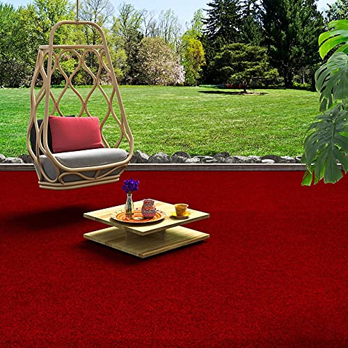Snapstyle Komfort Kunstrasen Rasenteppich mit Noppen Kingston Rot in 19 Größen