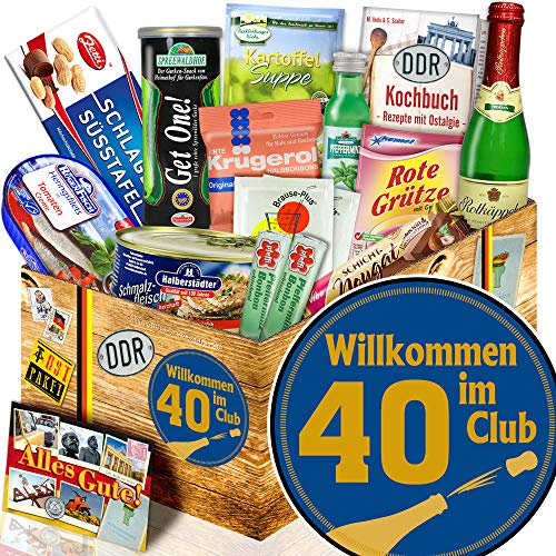 Wilkommen im Club 40 ++ DDR Spezialitäten Geschenkbox ++ Geschenk 40 Geburtstag