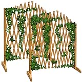GARDEBRUK® 2er Set Rankgitter Gartenzaun bis 200cm ausziehbar faltbar Garten Balkon Spalier Rankhilfe Holzzaun Pflanzengitter