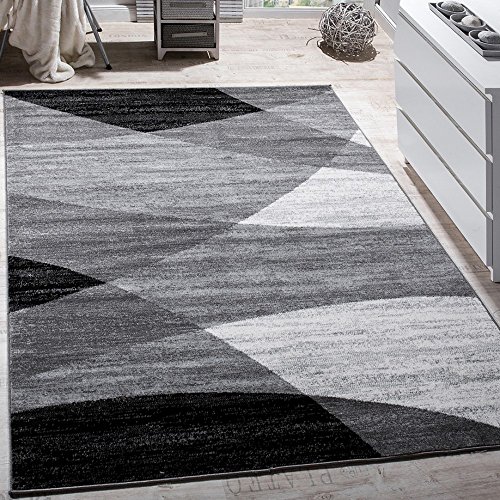 Paco Home Designer Teppich Modern Geschwungene Wellen Linien Muster Kurzflor Meliert Grau, Grösse:80x150 cm