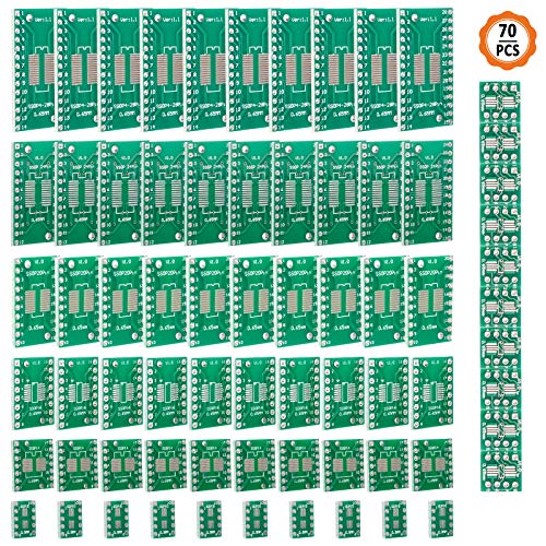 Jubaopen 70 Stück Doppelseitig Lochrasterplatte Kit PCB Universal Board Leiterplatte Platine Streifenrasterplatine PCB Prototype Board mit 7 Module (SOP8 SOP10 SOP14 SOP16 SOP20 SOP24 SOP28)