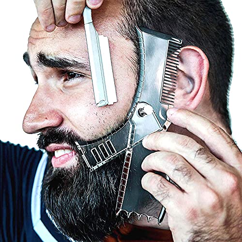 Bartformer Vorlage Bartformwerkzeug Styling Kamm Schablone für Ziegenbart Schnurrbart Koteletten Gesichtshaar Trimmen Guide Pflege Shaper für Männer