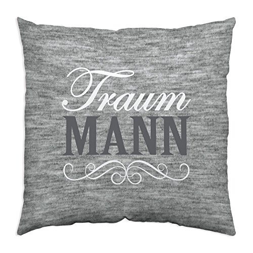 Gruss & Co 44334 Baumwoll-Kissen mit Motiv Traum-Mann, 40 cm x 40 cm, Geschenk-Kissen