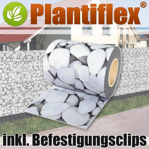 Plantiflex Sichtschutz Rolle 35m Blickdicht PVC Zaunfolie Windschutz für Doppelstabmatten Zaun (Mamorkies)