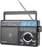 Retekess TR629 Tragbares Radio,Weltempfänger Radio mit Lautsprecher,FM AM SW LW,AC Kabel oder Batteriebetrieben,USB SD Karte,Wecker,für Ältere Menschen (Schwarz)