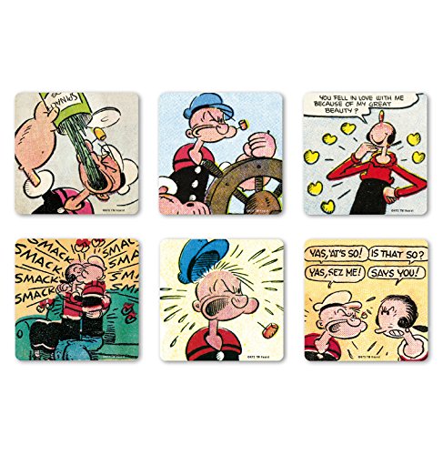 Logoshirt Cartoon - Popeye der Seemann - Popeye & Olivia - Coaster - Untersetzer 6er Set - farbig