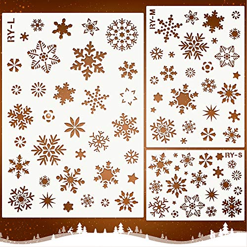 Mocoosy Weihnachten Schneeflocke Schablone Vorlage -Schneeflocke Schablonen zum Malen auf Holz Wiederverwendbare Schablonen Handwerk Weihnachten Schneeflocke DIY Dekoration für Fenster Glaswandtür