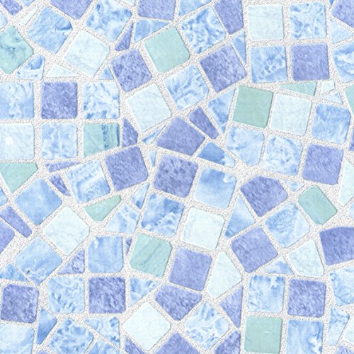 Klebefolie Mosaik Blau Dekofolie Möbelfolie Tapeten selbstklebende Folie, PVC, ohne Phthalate, blau, 45 cm x 1,5 m, Venilia 53234