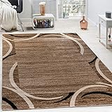 Paco Home Wohnzimmer Teppich Bordüre Kurzflor Meliert Modern Hochwertig Schwarz Braun, Grösse:200x280 cm