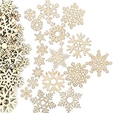 VINFUTUR 100 Stücke Weihnachtsdeko Schneeflocken Holzdeko 25mm 50mm Mini Schneeflocken Holzscheiben Streudeko für DIY Basteln Weihnachten Tischdeko Winterdeko