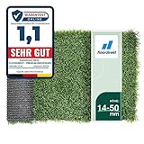 Floordirekt Premium Kunstrasen - Rasenteppich - Rollrasen - Kunststoffrasen - Garten-Rasen - Rasen für Balkon, Terrasse & Garten (Riviera (Höhe: 14mm), 100x500 cm)