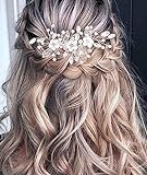 Brateuanoii Silber Kristall Stirnband, Blume Blatt Kopfschmuck, Hochzeit Haarschmuck für die Braut, Haarschmuck für Frauen und Mädchen