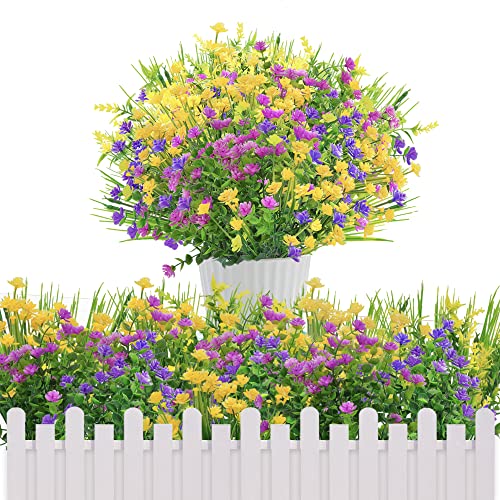 ROLLWAY 9 Bündel Künstliche Blumen Outdoor Kunstblumen Wetterfest Kunstpflanzen Balkon Blumenstrauß Pflanzen UV-beständig Balkonpflanzen Sträucher wie echt für Balkonkästen Außenbereich Garten