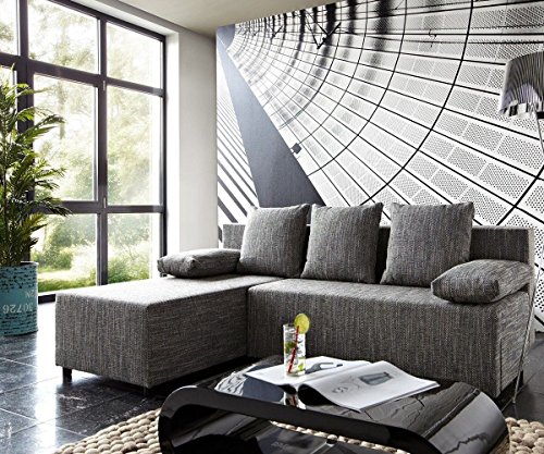 DELIFE Couch Janelle Grau 200x155 mit Schlaffunktion Ottomane variabel Ecksofa