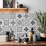 HORIWE Fliesenaufkleber Mosaik Wandfliese Aufkleber 24 Stück PVC Fliesensticker Fliesen Marokko Selbstklebende Tapete Wasserdicht Wandaufkleber für Küche,Schrank,Möbel,Tisch