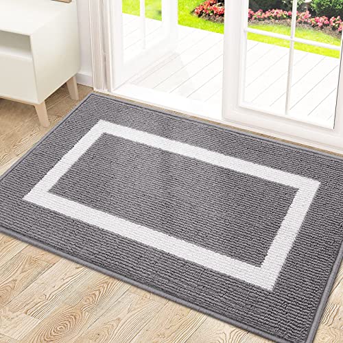 Homaxy Fußmatte Waschbar Fussmatte innen rutschfeste Schmutzfangmatte Türmatte Eingang Teppich für Haustür, Innen – 60 x 90 cm, Grau
