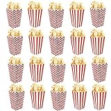 smatime Popcornboxen 20 Stück Popcorn Tüte Quadrat Popcorn Boxes aus Papier Klassisch Rot weiß gestreiftes Wellenmuster Popcorn Behälter für Filmabend Kino Party Geburtstag