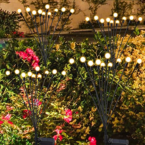 ZWOOS 4er-Pack Solarlampen für Außen Garten, 10 LED Glühwürmchen Solarleuchten für Garten, Balkon - IP65 Wasserdicht (Warmweiß)