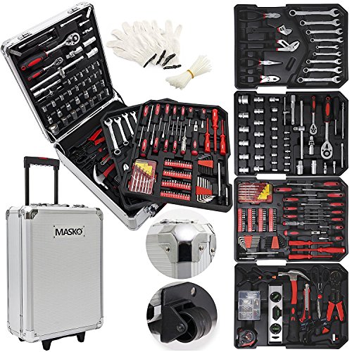 Masko® 969 tlg Werkzeugkoffer Werkzeugkasten Werkzeugkiste Werkzeug Trolley ✔ Profi ✔ 969 Teile ✔ Qualitätswerkzeug ✔ Silber