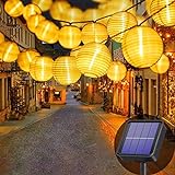 Lezonic Solar Lichterkette Lampion Außen, 8 Meter 30 LED Laternen 8 Modi Wasserdicht Beleuchtung für Garten, Balkon, Hof, Hochzeit,Weihnachten,Party Deko (Warmweiß)