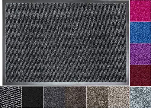 Jan Max Schmutzfangmatte - 5 Größen - Fußmatte für Innen und Außen - Sauberlaufmatte in dunkel grau anthrazit schwarz 40 x 60 cm