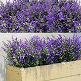 WILLBOND 12 Stück Künstliche Lavendelbüsche Kunstblumen für Outdoor Künstlicher Grüner Lavendel UV Beständige Pflanzen für Blumenarrangements, Tisch Dekoration, Haus Garten Dekoration (Lila)