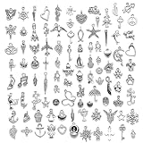 150 Stück Anhänger aus Silber, Armband, Halskette, Anhänger, Schmuck, Basteln, kleiner Anhänger, tibetisches Silber, für die Herstellung von Schmuck, Handwerk