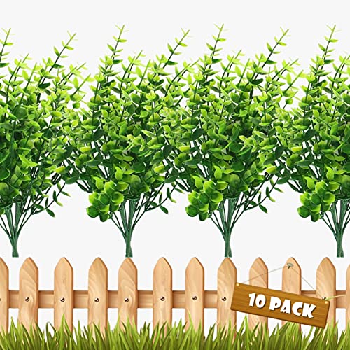 ToKinCen 10pc Künstliche Pflanzen Kunstpflanzen Faux Shrubs künstliche Pflanzen Kunststoff Grünsträucher Sträucher UV-beständige Kunstpflanzen Gras Sträucher für Innen Außen Haus Garten Dekoration