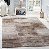 Paco Home Designer Teppich Modern Wohnzimmer Teppiche Kurzflor Karo Meliert Braun Beige, Grösse:160x220 cm