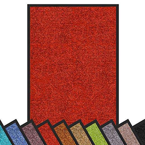 Schmutzfangmatte Rhine | schadstoffgeprüft | waschbare & extra leistungsstarke Fußmatte | Sauberlaufmatte mit Rutschfester Rückseite | Türmatte in vielen Größen & Farben (60x90 cm, Rot)