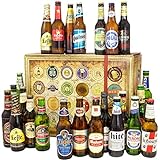 BIERE DER WELT Geschenk Box für Männer mit 24 Flaschen Bier + Geschenkkarten + mehr. Bier Geschenke für Männer als Bier Set im kompletten Biergeschenke aus aller Welt Set. Bier der Welt mit 24 Flaschen Bier