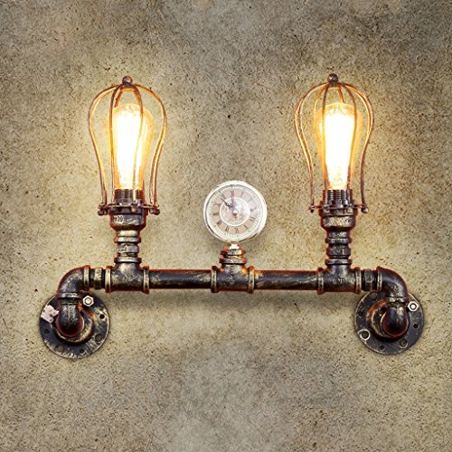 C Ang Lehrer Retro Eisen-Kunst-Doppelköpfige Wand-Lampe, personifizierte Balkon-Stab-Wasser-Rohr-Wand-Lampe