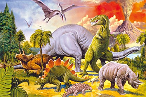 1art1 Dinosaurier Collage, Dino-Welt Selbstklebende Fototapete Poster-Tapete 180x120 cm